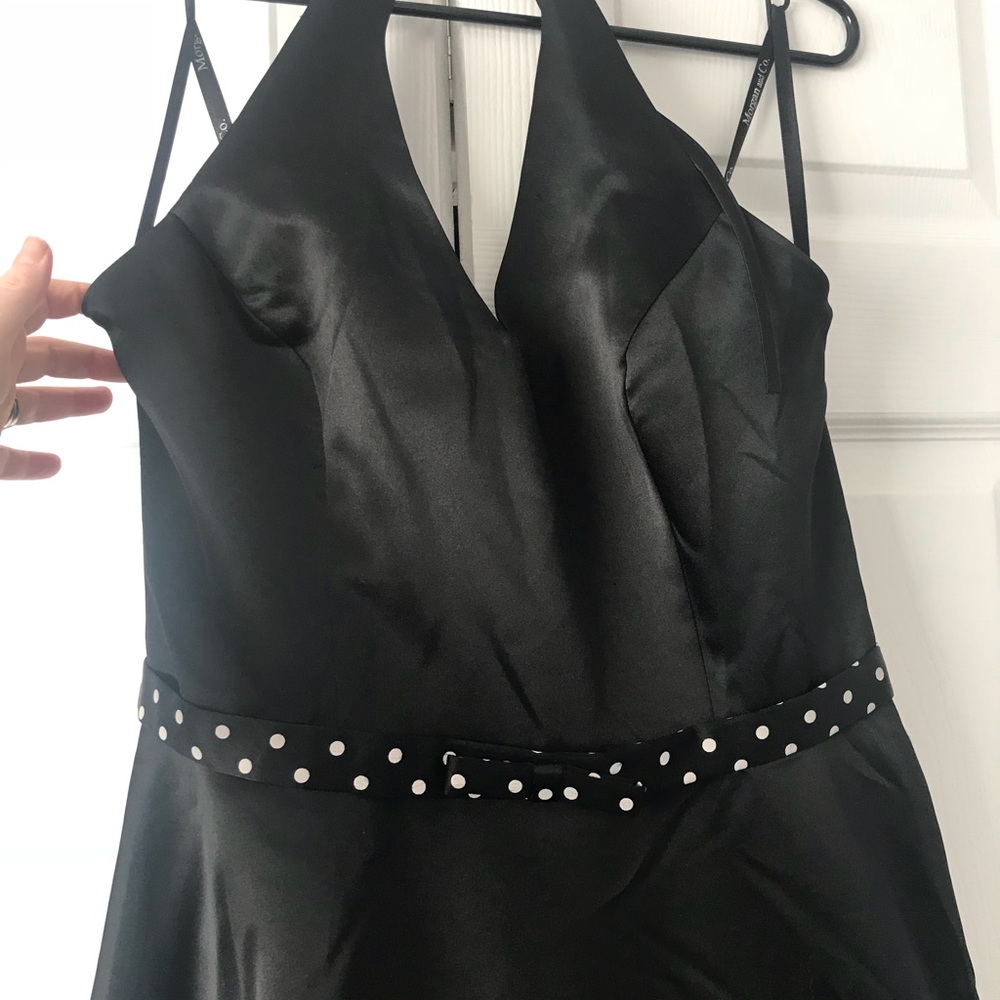 Black tea length halter style dress